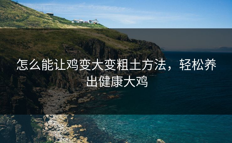 怎么能让鸡变大变粗土方法，轻松养出健康大鸡