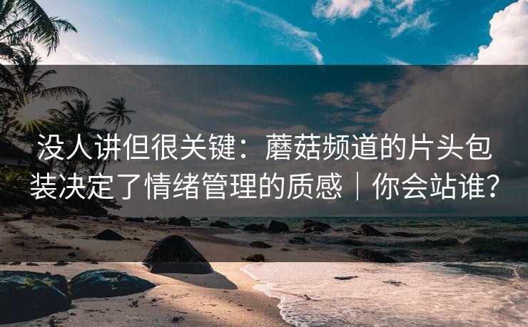 没人讲但很关键:蘑菇频道的片头包装决定了情绪管理的质感|你会站谁?