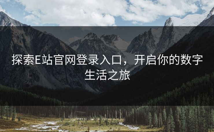 探索E站官网登录入口，开启你的数字生活之旅